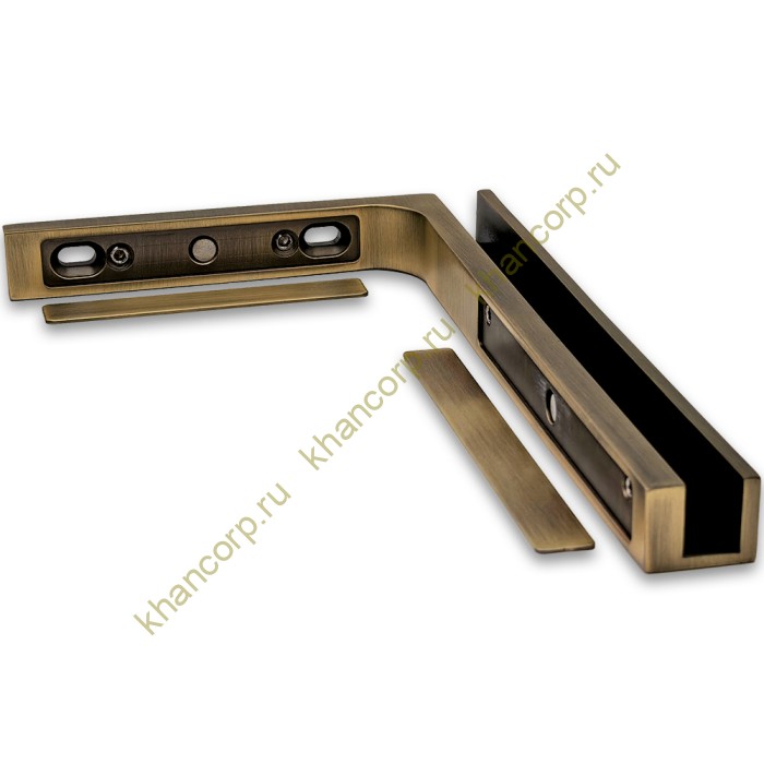 Угловой стабилизатор Диор FDK-5L стена-стекло 90˚ левый, нержавейка/бронза