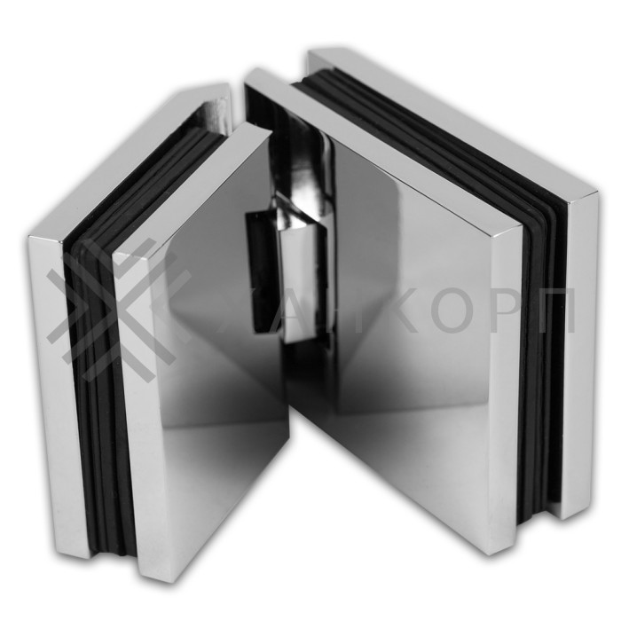 Петля Аврора FDP-185 стекло-стекло 135˚ с крышками, латунь/хром