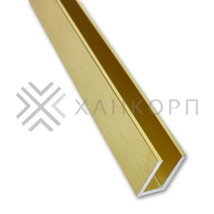 Профиль FDPA-55.22 п-образный 19х12,5х1,75 мм под стекло 8мм,2.2м, алюминий/брашированное золото