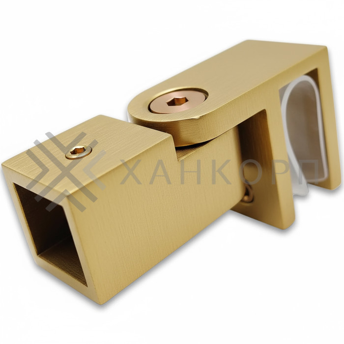 Держатель стекла FDC-50, 15х15 торцевой 0°-180°, нержавейка/брашированное золото