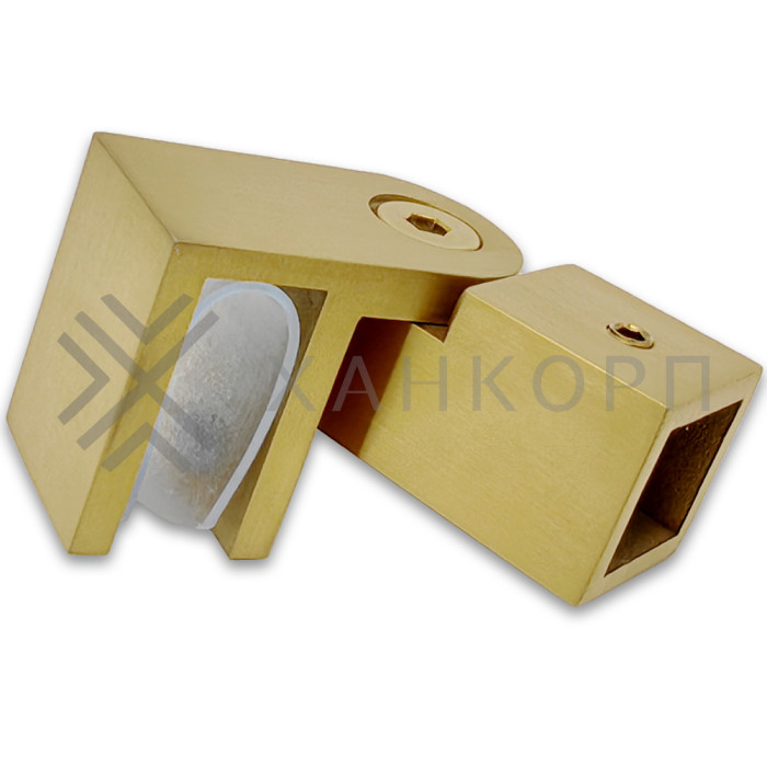 Держатель стекла FDC-50, 15х15 торцевой 0°-180°, нержавейка/брашированное золото