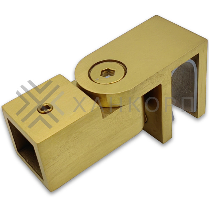 Держатель стекла FDC-50, 15х15 торцевой 0°-180°, нержавейка/брашированное золото