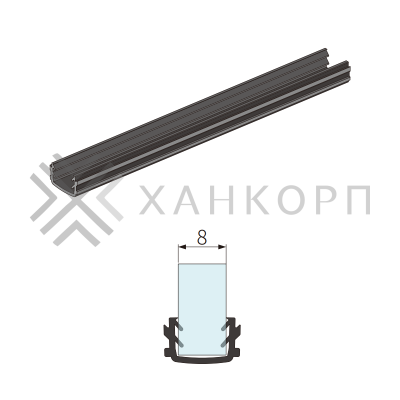 Уплотнитель FMPA-11.35 в профиль для стекла 8мм, длина 3.5 м (FDS-19), черный
