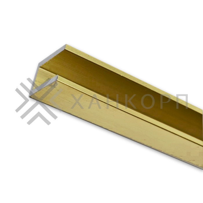 Профиль FDPA-55.3 п-образный 19х12,5х1,75 мм под стекло 8 мм, 3 м, алюминий/брашированное золото