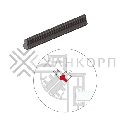 Резиновый уплотнитель-демпфер FMPA-12.1 для углового профиля, длина 1м, (FDS-19), черный