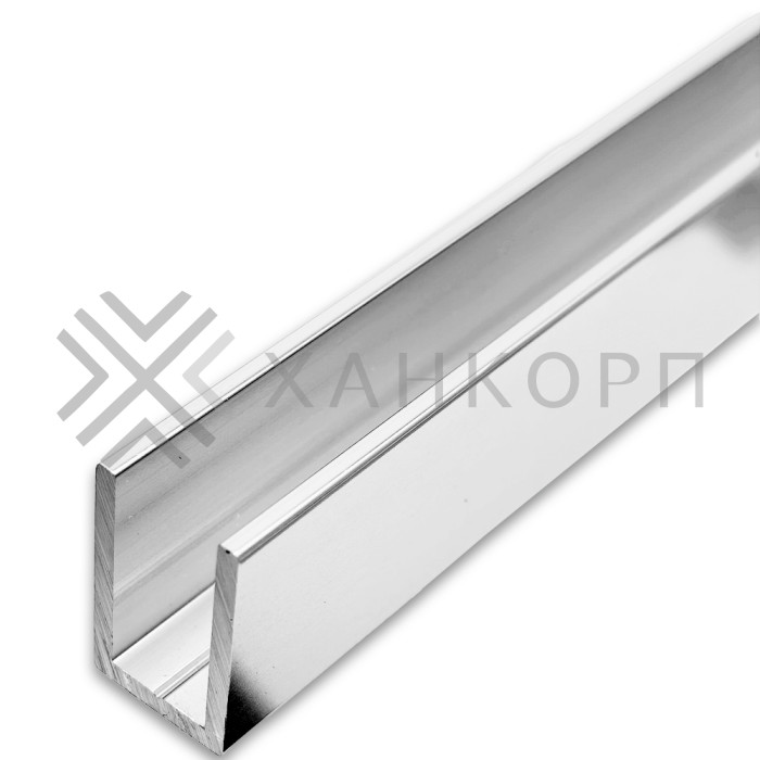 Профиль FDPA-55.3 п-образный 19х12,5х1,75 мм под стекло 8 мм, 3 м, алюминий/полированный