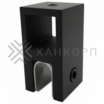 Держатель стекла FDC-58 сквозной 15х15 вертикальный, нержавейка/черный