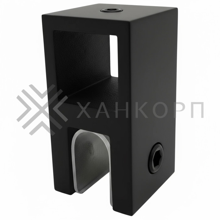 Держатель стекла FDC-58 сквозной 15х15 вертикальный, нержавейка/черный