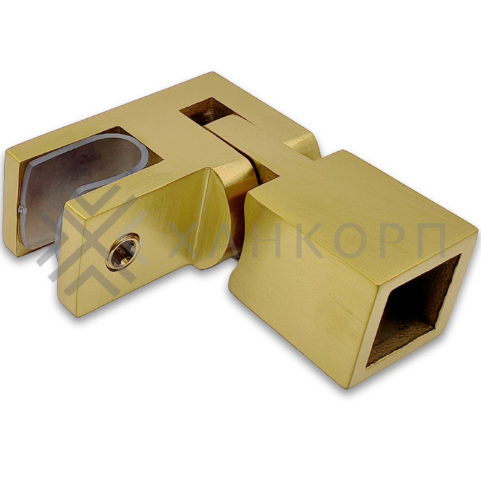 Держатель стекла FDC-52, 15х15 торцевой регулируемый, нержавейка/брашированное золото