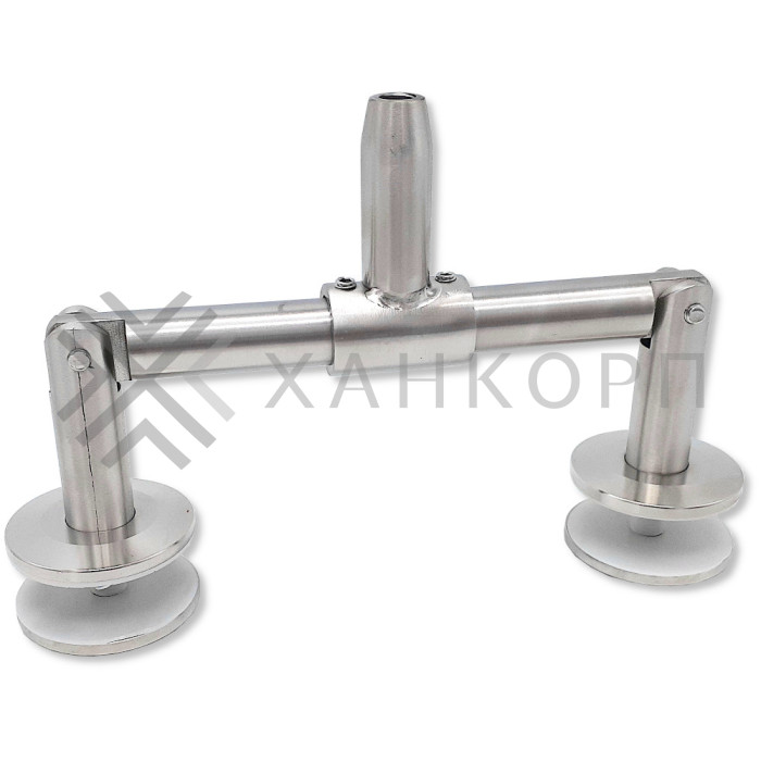 Двойное крепление тяги FN-93 к стеклу М10, рутель, нержавейка/матовый