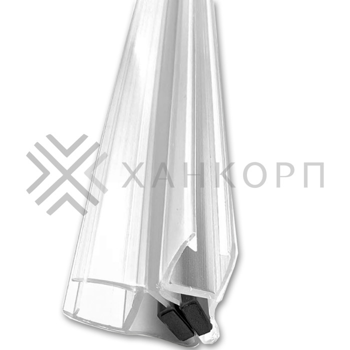 Уплотнитель ПРЕМИУМ магнитный 90°, 180° прозрачный, черный магнит 2.2 м под стекло 8 мм FDPP-502.8