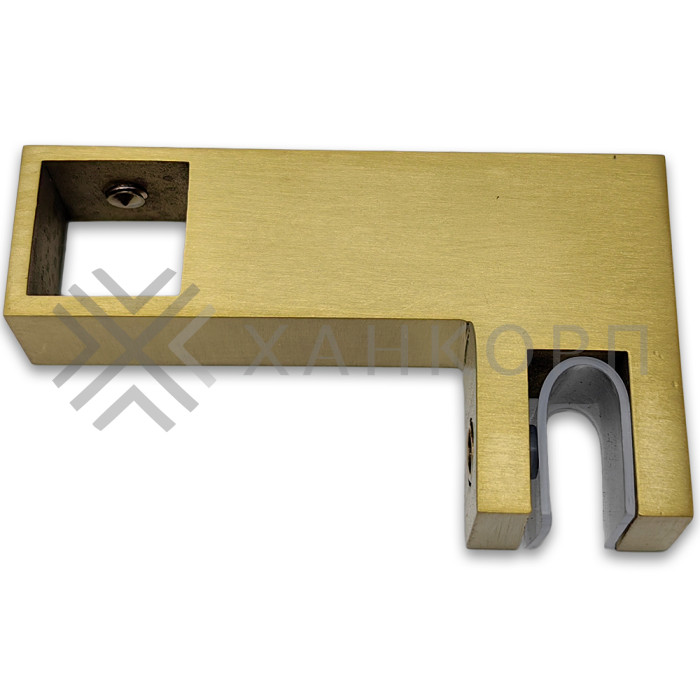 Держатель стекла FDC-55 сквозной 15х15 горизонтальный, нержавейка/брашированное золото