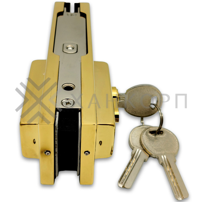 Замок FKZ-30 с овальным ригелем ключ/ключ, нержавейка/золото