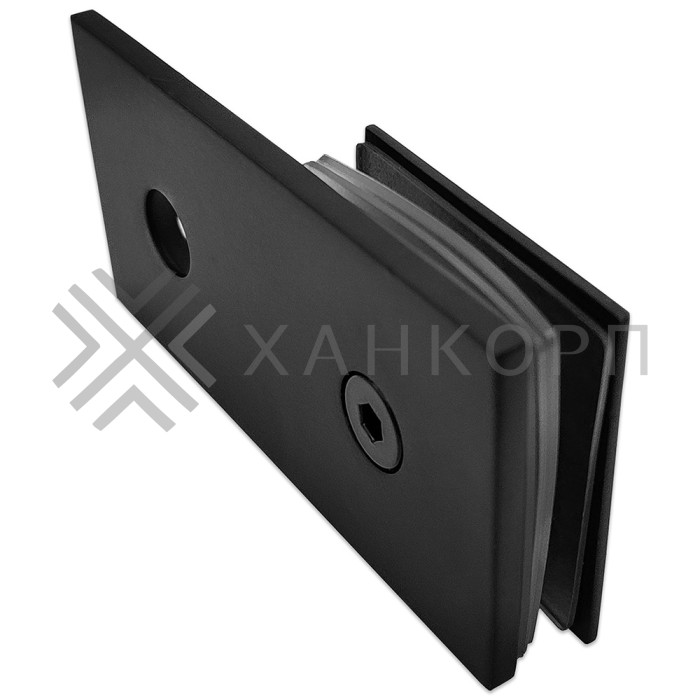 Коннектор Бета β FDK-25 стена-стекло 180˚ с пластиной, нержавейка/черный