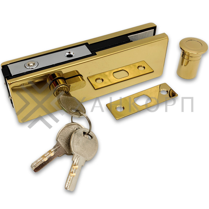 Замок FKZ-39 с круглым ригелем ключ/ключ, нержавейка/золото