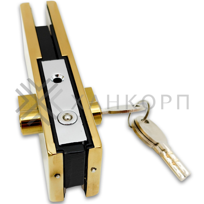Замок FKZ-39 с круглым ригелем ключ/ключ, нержавейка/золото
