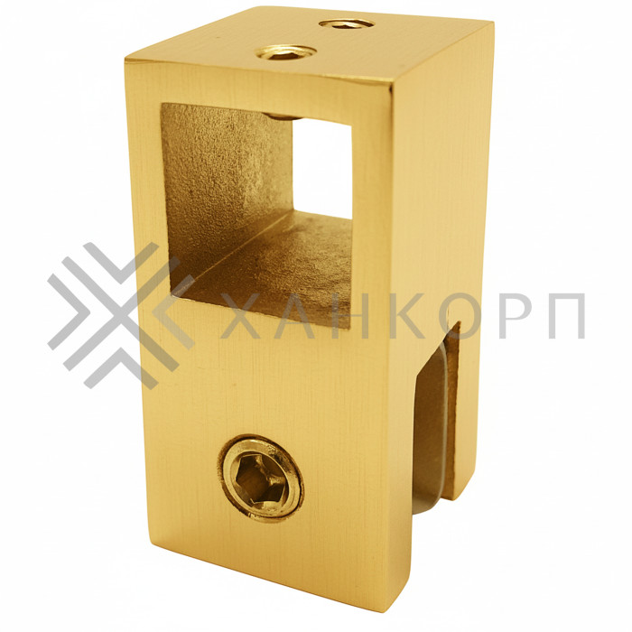 Держатель стекла FDC-53 сквозной 15х15, нержавейка/брашированное золото