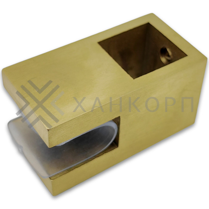 Держатель стекла FDC-53 сквозной 15х15, нержавейка/брашированное золото