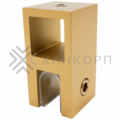 Держатель стекла FDC-58 сквозной 15х15 вертикальный, нержавейка/брашированное золото