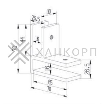 Крепление FKK-205, 70х70х30 мм стекло-стекло 90°, нержавейка/черный
