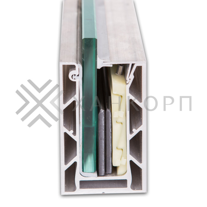 Профиль зажимной FOP-102.12 для стеклянных ограждений 12 мм, 102х60 мм, 6 м, алюминий/сырой