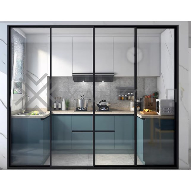 Комплект раздвижной системы DSK-170.2 AL/BL на 1 дверь (1+1) в проем, алюминий/черный