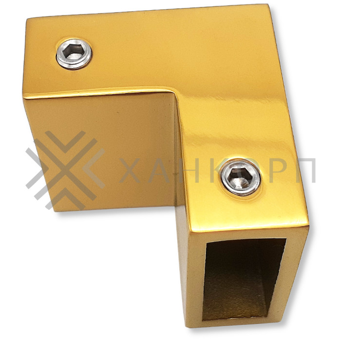 Соединитель FDC-32 трубы 30х10 угловой 90° вертикальный, нержавейка/золото