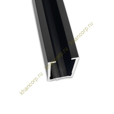 Профиль полированный FDPA-54.22 опорный БЕЗ УПЛОТНИТЕЛЯ 30х17х2 мм под стекло 8 мм, 2.2 м, алюминий/черный