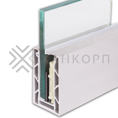 Профиль зажимной FOP-102.12 для стеклянных ограждений 12 мм, 102х60 мм, 6 м, алюминий/анодированный