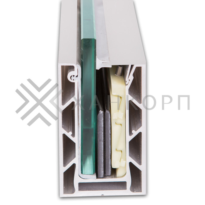 Профиль зажимной FOP-102.12 для стеклянных ограждений 12 мм, 102х60 мм, 6 м, алюминий/анодированный