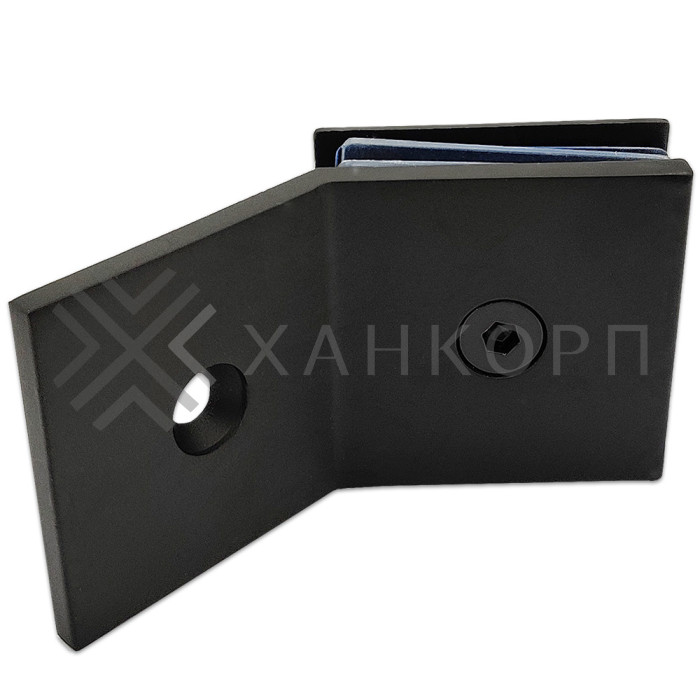 Коннектор Бета β FDK-27 стена-стекло 135˚ с пластиной, нержавейка/черный