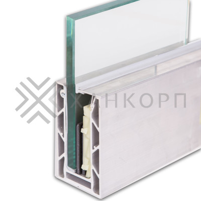 Профиль зажимной FOP-102.16 для стеклянных ограждений 16 мм, 102х60 мм, 6 м, алюминий/сырой