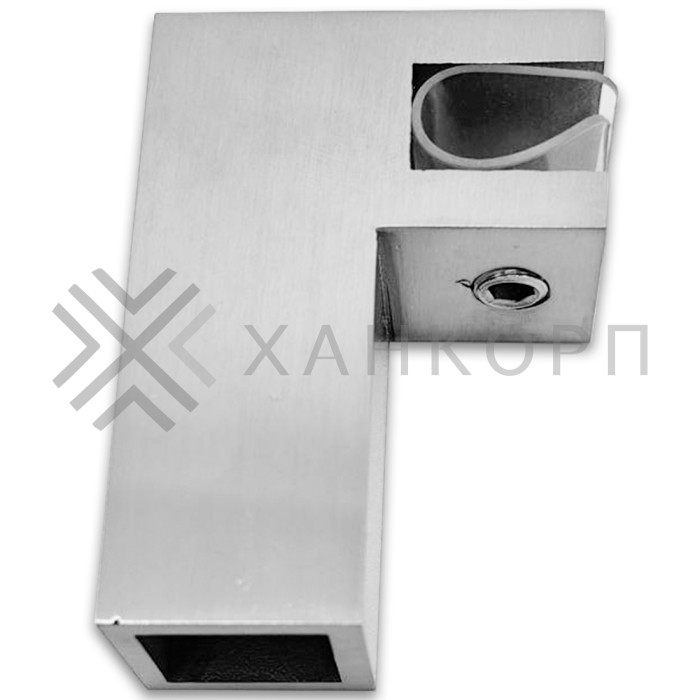 Держатель стекла FDC-61, 15х15 торцевой 90°, нержавейка/матовый