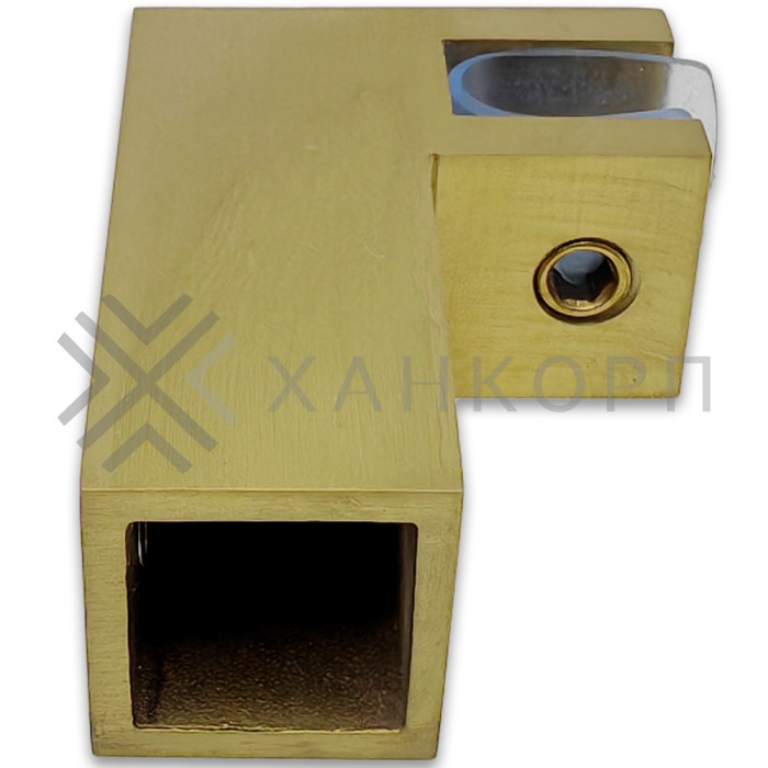 Держатель стекла FDC-61, 15х15 торцевой 90°, нержавейка/брашированное золото