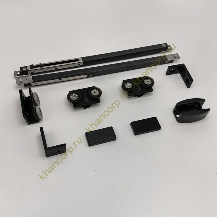 Раздвижная система FDS-113 на 2 двери с доводчиками, алюминий/черный