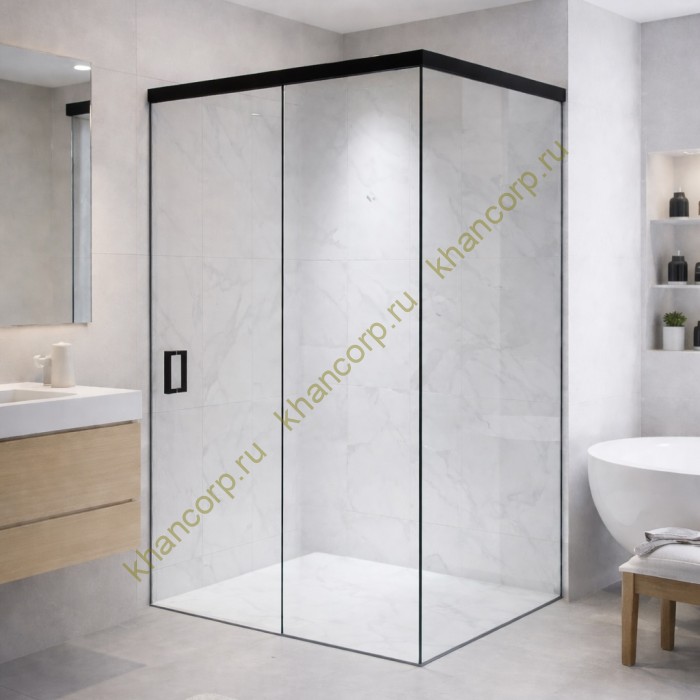 Раздвижная система FDS-113 на 2 двери с доводчиками, алюминий/черный