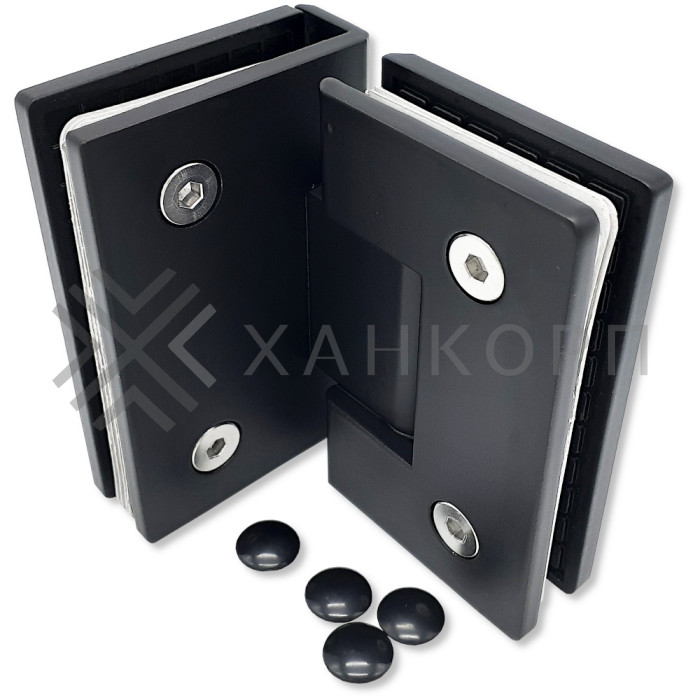 Петля Альфа α FDP-13 стекло-стекло 90˚ нержавейка/черный