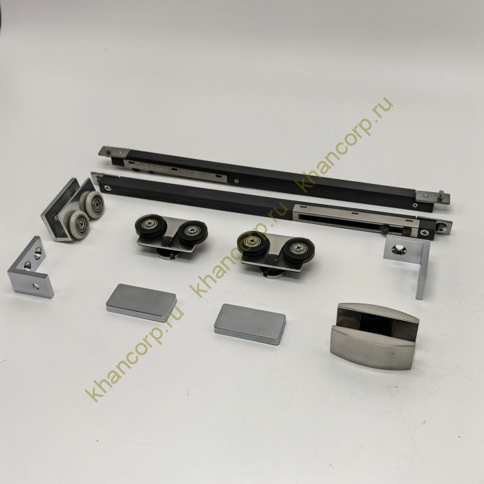 Раздвижная система FDS-113 на 2 двери с доводчиками, алюминий/полированный