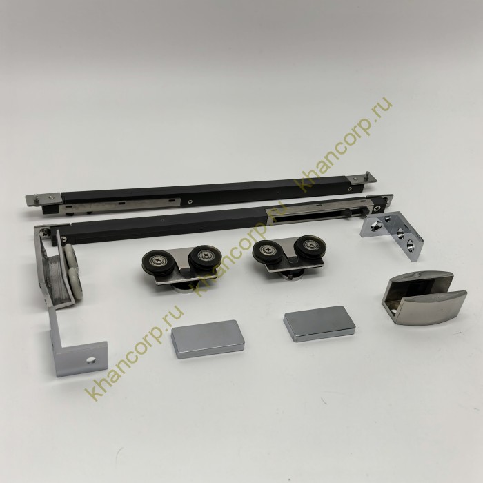 Раздвижная система FDS-113 на 2 двери с доводчиками, алюминий/полированный