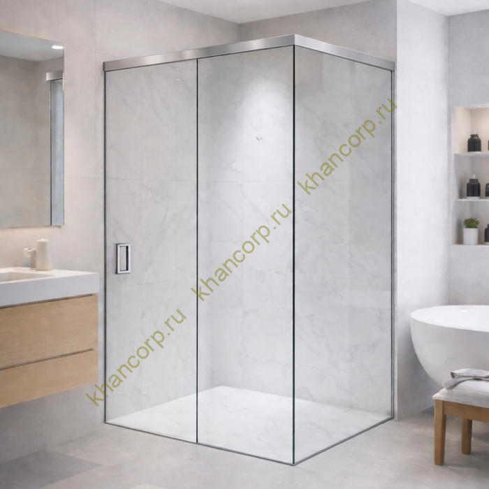 Раздвижная система FDS-113 на 2 двери с доводчиками, алюминий/полированный