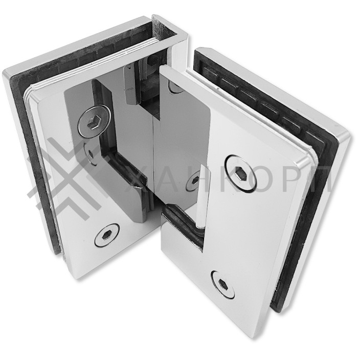 Петля Альфа α FDP-13 стекло-стекло 90˚ нержавейка/полированный