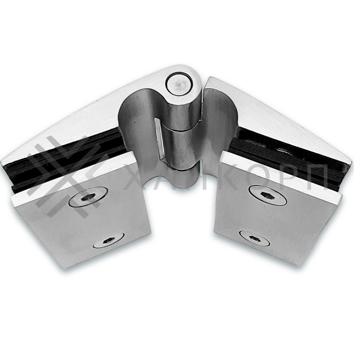 Петля Европа FDP-115 стекло-стекло 180˚ без крышек, нержавейка/матовый