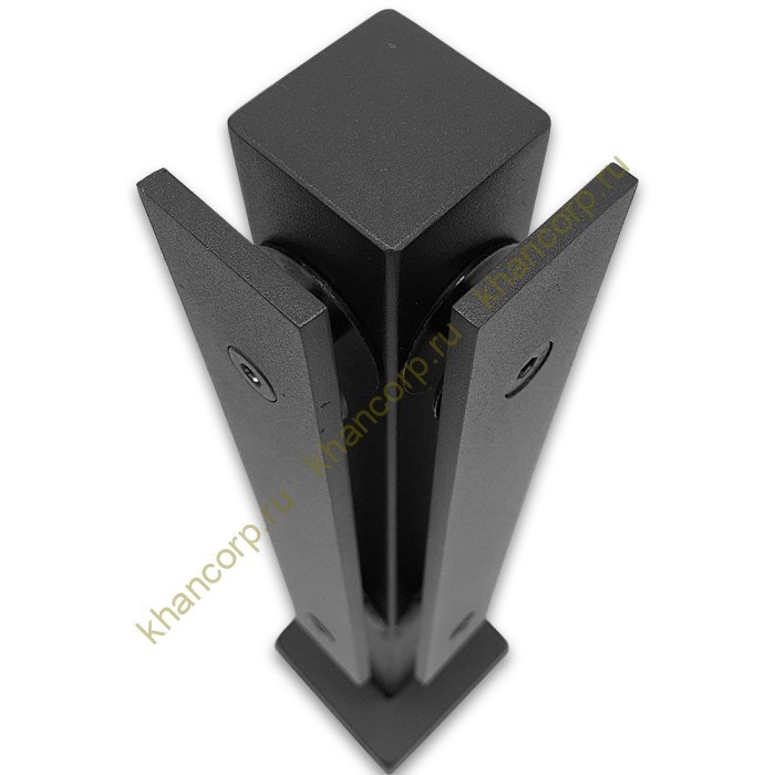 Стойка FOS-08 для стекла угловая напольная 78х400 мм со сверлением, нержавейка/черный