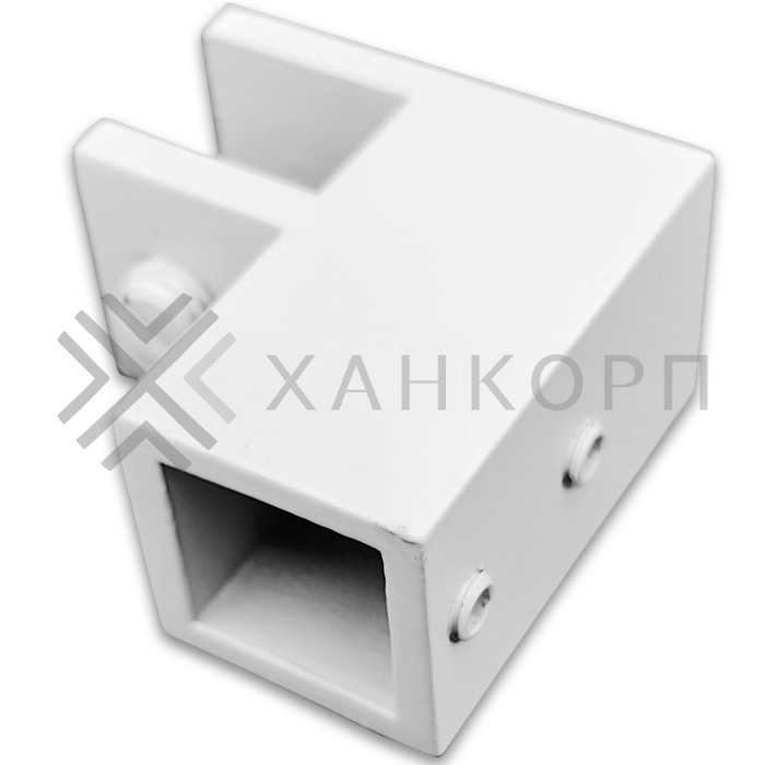 Держатель стекла FDC-61, 15х15 торцевой 90°, нержавейка/белый