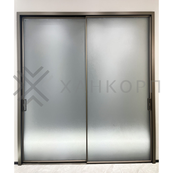 Комплект раздвижной системы DSK-180.1 AL/BL телескоп. на 2 двери (2Т+0) в проем высота 2,4 м, алюминий/черный