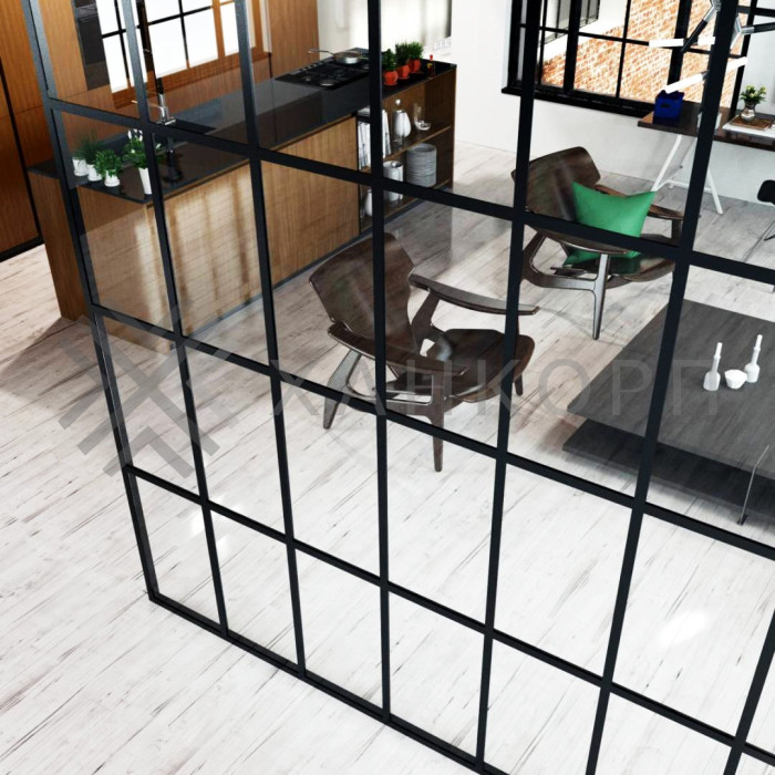 Планка FDPA-79.3 для имитации лофт перегородок 1,7х18х3000 мм самоклеющаяся ,алюминий/черный