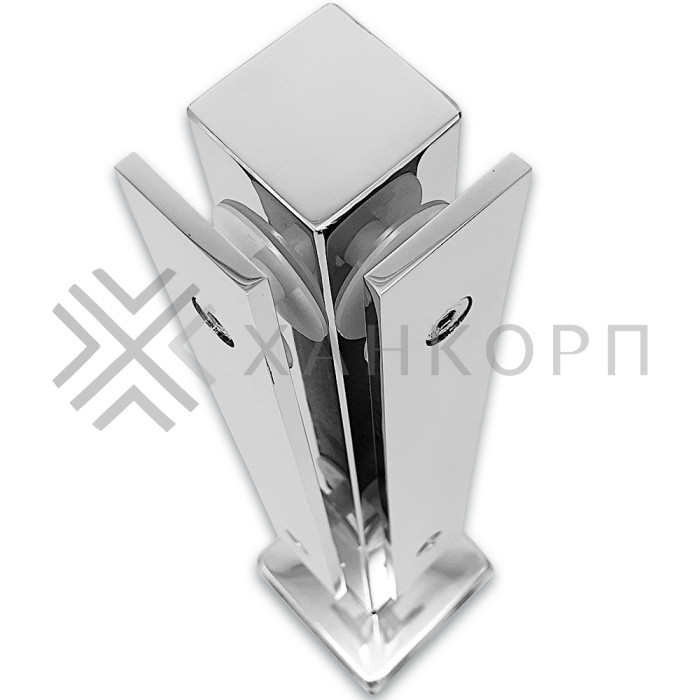 Стойка FOS-08 для стекла угловая напольная 78х400 мм со сверлением, нержавейка/полированный