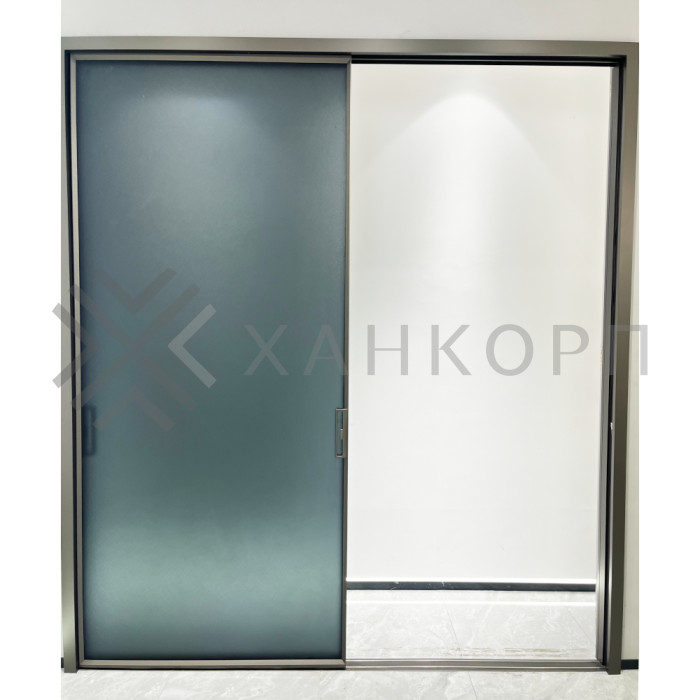 Комплект раздвижной системы DSK-180.2 AL/BL телескоп. на 2 двери (2Т+0) в проем высота 3 м, алюминий/черный