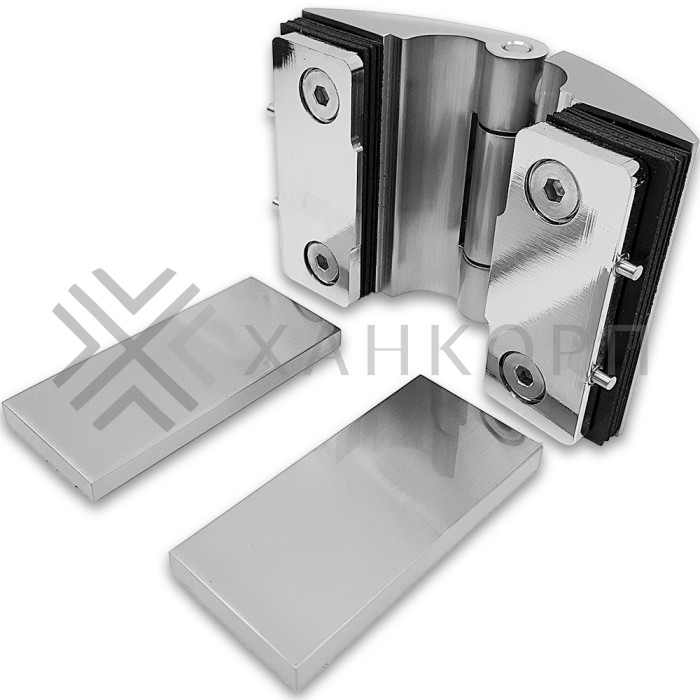 Петля Европа FDP-113 стекло-стекло 180˚, с крышками, латунь/матовый