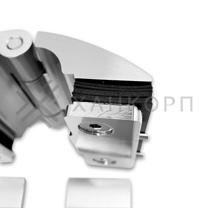 Петля Европа FDP-113 стекло-стекло 180˚, с крышками, латунь/матовый